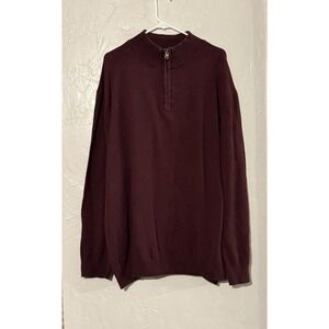 Hawker Rye Cotton Cashmere Sweater Mens Size XXL 1/4 Zip Long Sleeve Red Casual